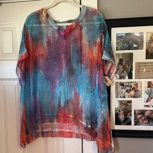 Vibrant Multicolor Knit Women's Blouse With Sequins